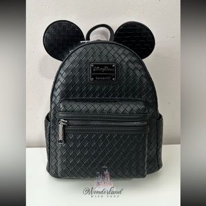 Disney Parks Mickey Mouse Woven Loungefly Mini Backpack